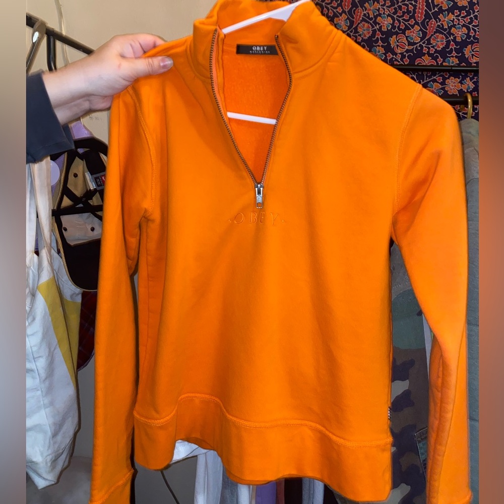 Tangerine Orange Obey Halfzip Sweatshirt xs